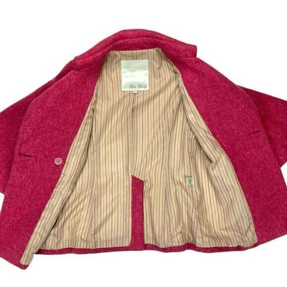 Beth Bowley Wool Pea Coat Womens Sz 10 Pink Flare Sleeve Classic Elegance Jacket - Picture 6 of 16